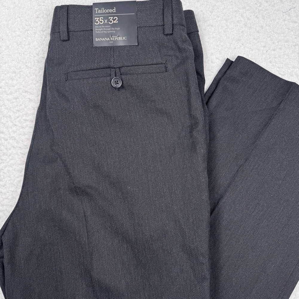 Banana Republic Dress Pants Mens 35x32 Tailored Fit Straight Dark Gray NEW
